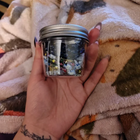 Colorful Blue And Gold Jewelry Jar - Picture 2 of 5